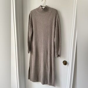 & Other Stories Midi Mockneck Knitted Sweater Dress / Oatmeal / Size S